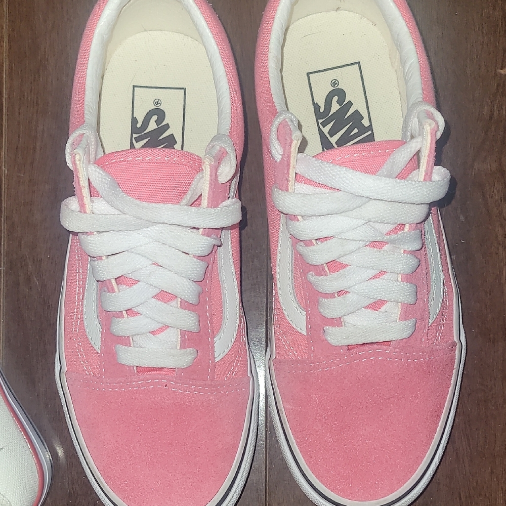 Vans Kids Pink and White Sneakers
